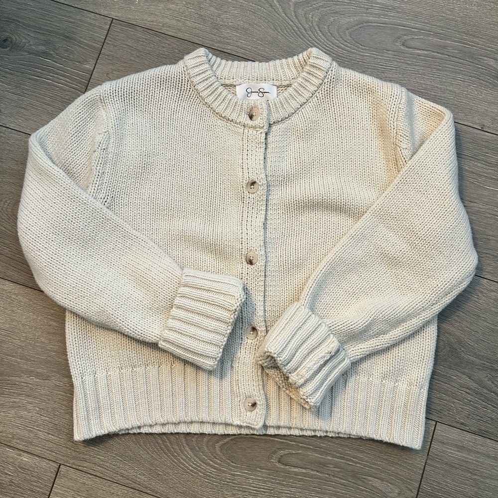 Jessica Simpson Cream Knit Cropped Cardigan Size L